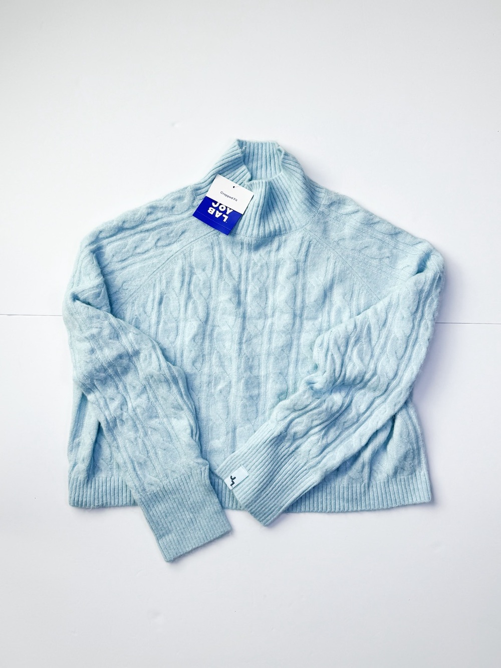JoyLab Soft Sky Cable Knit Turtleneck Sweater